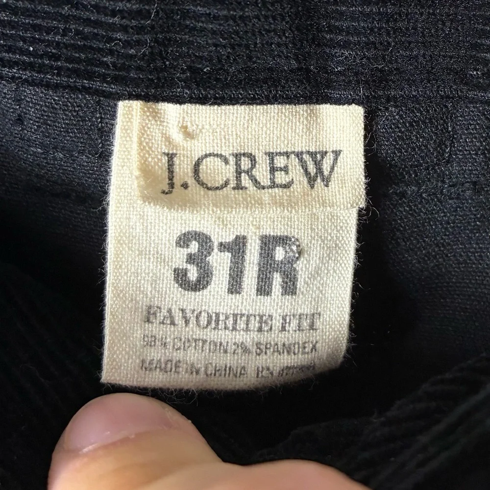 J. Crew Black Corduroy Favorite Fit Pants 31R Cotton Straight Classic Piece